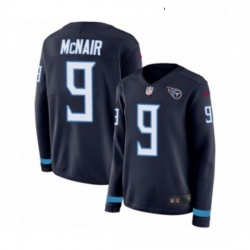 Womens Nike Tennessee Titans 9 Steve McNair Limited Navy Blue Therma Long Sleeve NFL Jersey