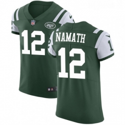 Mens Nike New York Jets 12 Joe Namath Elite Green Team Color NFL Jersey