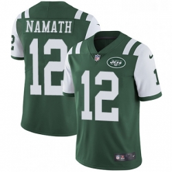 Mens Nike New York Jets 12 Joe Namath Green Team Color Vapor Untouchable Limited Player NFL Jersey