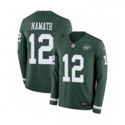 Mens Nike New York Jets 12 Joe Namath Limited Green Therma Long Sleeve NFL Jersey