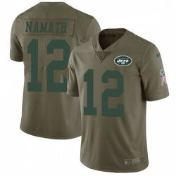 Mens Nike New York Jets 12 Joe Namath Limited Olive 2017 Salute to Service NFL Jersey