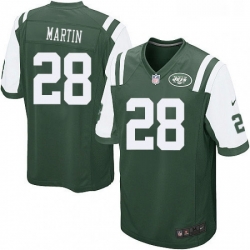 Mens Nike New York Jets 28 Curtis Martin Game Green Team Color NFL Jersey