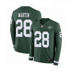 Mens Nike New York Jets 28 Curtis Martin Limited Green Therma Long Sleeve NFL Jersey