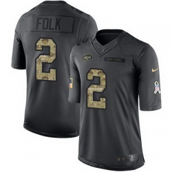 Nike Jets #2 Nick Folk Black Mens Stitched NFL Limited 2016 Salute to Service Jersey