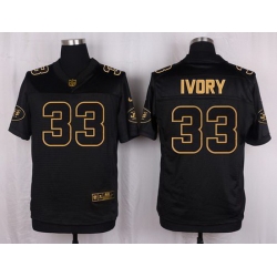 Nike Jets #33 Chris Ivory Black Mens Stitched NFL Elite Pro Line Gold Collection Jer