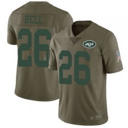 Jets 26 LeVeon Bell Olive Womens Stitched Football Limited 2017 Salute to Service Jersey