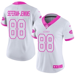 Nike Jets #88 Austin Seferian Jenkins White Pink Womens Stitched NFL Limited Rush Fashion Jersey