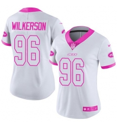 Nike Jets #96 Muhammad Wilkerson White Pink Womens Stitched NFL Limited Rush Fashion Jersey