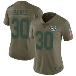 Womens Nike Jets #30 Thomas Rawls Olive Womens Stitched NFL Limited 2017 Salute to Service Jersey