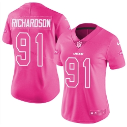 Womens Nike Jets #91 Sheldon Richardson Pink  Stitched NFL Limited Rush Fashion Jersey