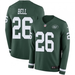 Jets 26 LeVeon Bell Green Team Color Youth Stitched Football Limited Therma Long Sleeve Jersey