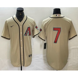 Men Arizona Diamondbacks 7 Corbin Carroll Cream 2024 Stitched Cool Base Nike Jersey