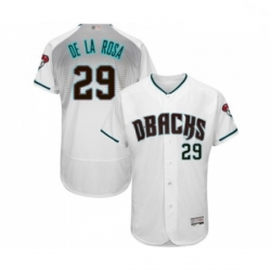 Mens Arizona Diamondbacks 29 Jorge De La Rosa White Teal Alternate Authentic Collection Flex Base Baseball Jersey