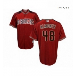 Mens Arizona Diamondbacks 48 Abraham Almonte Replica Red Brick Alternate Cool Base Baseball Jersey 