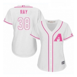 Womens Majestic Arizona Diamondbacks 38 Robbie Ray Replica White Fashion MLB Jersey 