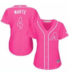 Womens Majestic Arizona Diamondbacks 4 Ketel Marte Replica Pink Fashion MLB Jersey 