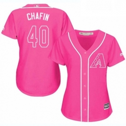 Womens Majestic Arizona Diamondbacks 40 Andrew Chafin Authentic Pink Fashion MLB Jersey 