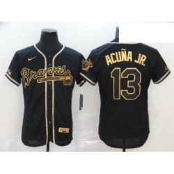 Braves 13 Ronald Acuna Jr Black Gold 2020 Nike Flexbase Jersey