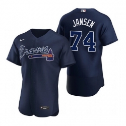 Men Atlanta Braves 74 Kenley Jansen Navy Flex Base Stitched Baseball jersey