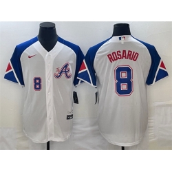 Men Atlanta Braves 8 Eddie Rosario White 2023 City Connect Cool Base With Patch Stitched Baseball Jersey