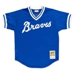 Men Atlanta Braves Blue Mitchell Ness Blank Jersey