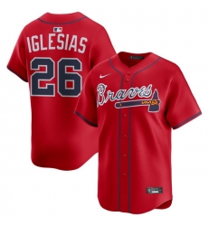 Men Atlanta Braves Nike Alternate Limited Jersey Red Iglesias Raisel 26