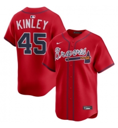 Men Atlanta Braves Nike Alternate Limited Jersey Red Kinley Tyler 45