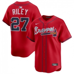 Men Atlanta Braves Nike Alternate Limited Jersey Red Riley Austin 27