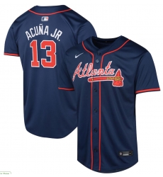 Men Atlanta Braves Ronald Acuna Jr. #13 Nike Navy Alternate Limited Player Jersey