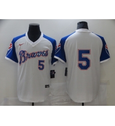 Men Nike Atlanta Braves Freddie Freeman 5 White Blue Pullover Jersey