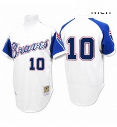 Mens Majestic Atlanta Braves 10 Chipper Jones Replica White 1974 Throwback MLB Jersey