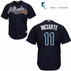 Mens Majestic Atlanta Braves 11 Ender Inciarte Replica Blue Alternate Road Cool Base MLB Jersey 