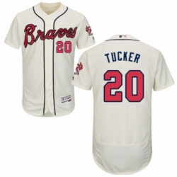 Mens Majestic Atlanta Braves 20 Preston Tucker Cream Alternate Flex Base Authentic Collection MLB Jersey