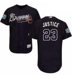 Mens Majestic Atlanta Braves 23 David Justice Navy Blue Alternate Flex Base Authentic Collection MLB Jersey