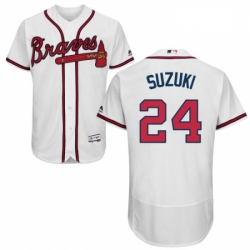 Mens Majestic Atlanta Braves 24 Kurt Suzuki White Flexbase Authentic Collection MLB Jersey