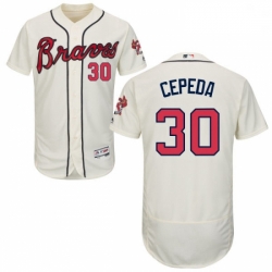 Mens Majestic Atlanta Braves 30 Orlando Cepeda Cream Alternate Flex Base Authentic Collection MLB Jersey