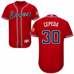 Mens Majestic Atlanta Braves 30 Orlando Cepeda Red Alternate Flex Base Authentic Collection MLB Jersey