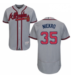 Mens Majestic Atlanta Braves 35 Phil Niekro Grey Road Flex Base Authentic Collection MLB Jersey