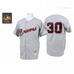 Mens Mitchell and Ness 1969 Atlanta Braves 30 Orlando Cepeda Authentic Grey Throwback MLB Jersey