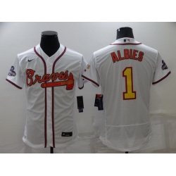 Men's Nike Atlanta Braves #1 Ozzie Albies White Gold Champions MLB Jersey