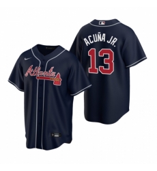 Mens Nike Atlanta Braves 13 Ronald Acuna Jr Navy Alternate Stitched Baseball Jersey