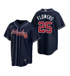 Mens Nike Atlanta Braves 25 Tyler Flowers Navy Alternate Stitched Baseball Jerse