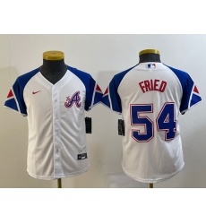 Women Atlanta Braves 54 Max Fried White 2023 City Connect Stitched Baseball Jersey