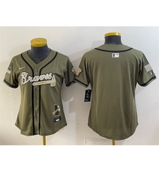 Women Atlanta Braves Blank Olive 2026 Armed Forces Day Stitched Baseball Jersey