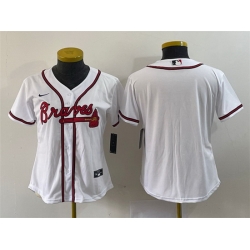 Women Atlanta Braves White Stitched Jersey  Run Small