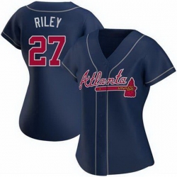 Women Nike Atlanta Braves 27 Austin Riley Navy Alternate Stitched Baseball Jersey