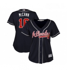 Womens Atlanta Braves 16 Brian McCann Replica Blue Alternate Road Cool Base Baseball Jersey 