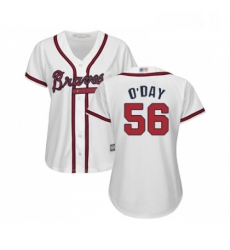 Womens Atlanta Braves 56 Darren O Day Replica White Home Cool Base Baseball Jersey 