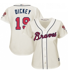 Womens Majestic Atlanta Braves 19 RA Dickey Authentic Cream Alternate 2 Cool Base MLB Jersey