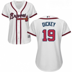 Womens Majestic Atlanta Braves 19 RA Dickey Replica White Home Cool Base MLB Jersey